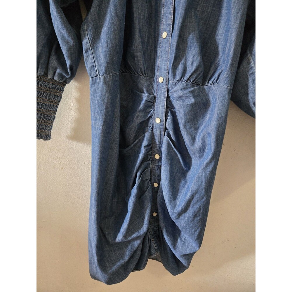 Veronica Beard Vale Blue Allie Denim Womens Ruched Chambray Shirt Dress Size 2 - Picture 7 of 8